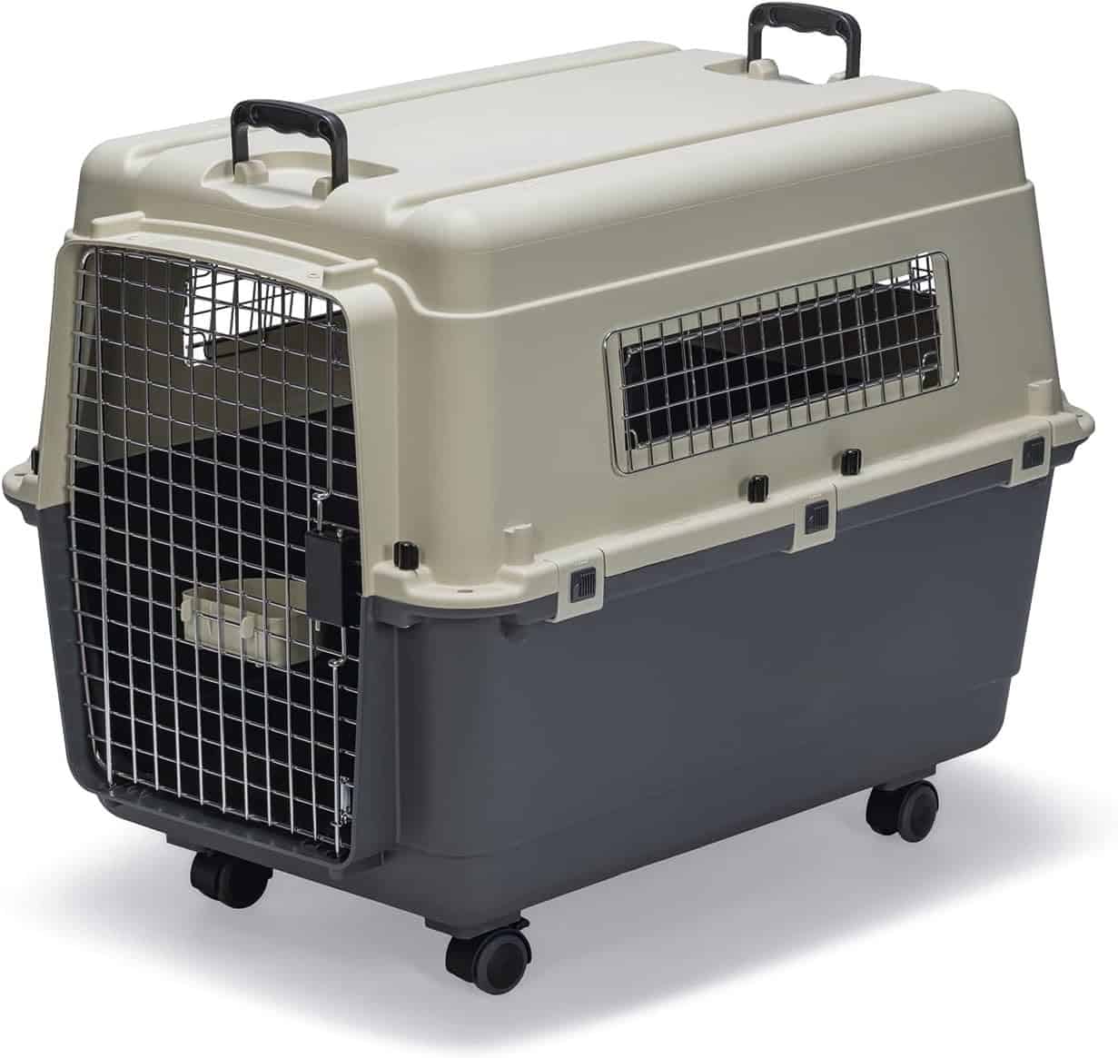 Transportín rígido para gatos en avión con ruedas y asas, homologado IATA