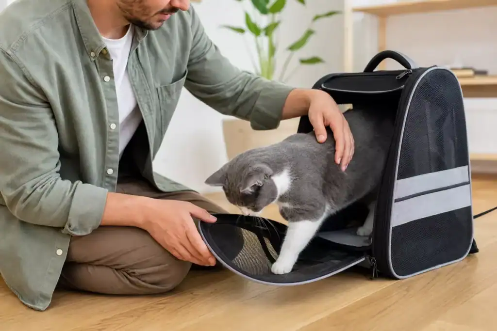 cómo meter un gato en mochila