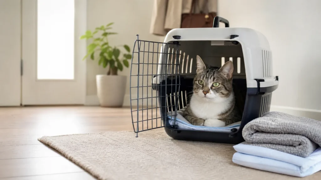 Mi gato se hace pis en el transportín durante un viaje